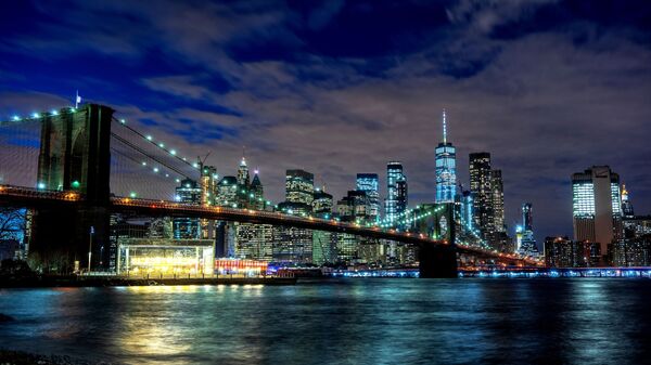 Вид на ночной Нью-Йорк и Бруклинский мост - Sputnik 日本