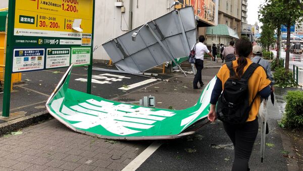 Упавшие рекламные щиты в результате прохождения тайфуна Факсай в Токио - Sputnik 日本