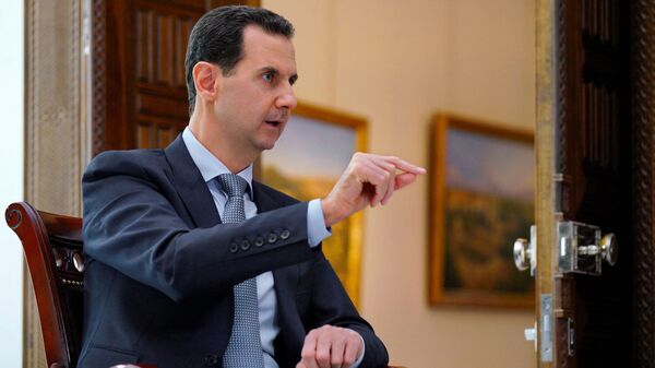 Президент Сирии Башар Асад во время интервью РИА Новости и телеканалу Россия 24 - Sputnik 日本