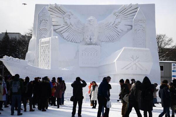アイヌ民族文化を学べる民族共生象徴空間（ウポポイ）の大雪像　今年4月にオープンする - Sputnik 日本