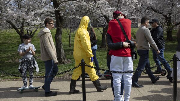 防護服を着て花見をする人（ワシントンD.C.） - Sputnik 日本