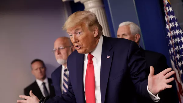 Президент США Дональд Трамп во время пресс-конференции в Вашингтоне, США