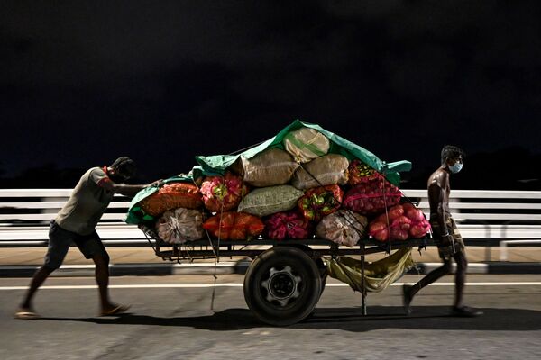 野菜を乗せたカートを引く労働者（スリランカ・コロンボ） - Sputnik 日本