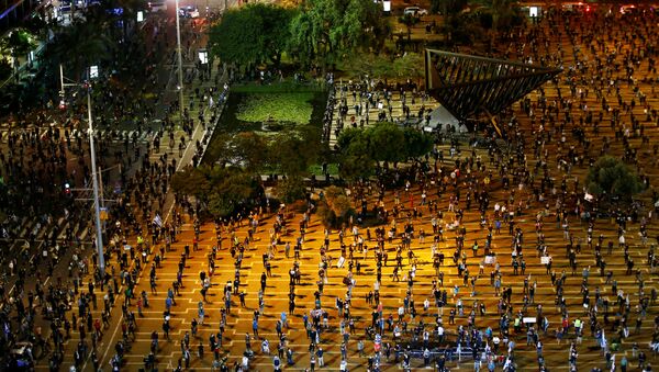Демонстрация против премьер-министра Израиля на площади Тель-Авива  - Sputnik 日本