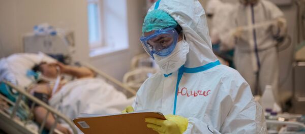 Медицинский работник в отделении реанимации и интенсивной терапии госпиталя COVID-19 в ГКБ No1 имени Н.И. Пирогова в Москве Медицинский работник в отделении реанимации и интенсивной терапии госпиталя COVID-19 в ГКБ No1 имени Н.И. Пирогова в Москве - Sputnik 日本