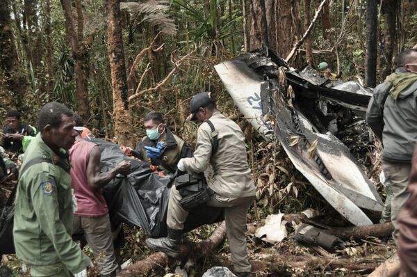 インドネシアのトリガナ航空機墜落事故現場での救助作戦参加者達。 - Sputnik 日本