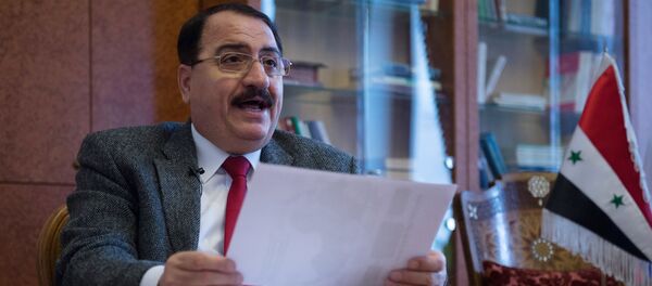 Ambassador Extraordinary and Plenipotentiary of the Syrian Arab Republic to the Russian Federation Riyad Mohammad Haddad talks with journalists at the Embassy of Syria Ambassador Extraordinary and Plenipotentiary of the Syrian Arab Republic to the Russian Federation Riyad Mohammad Haddad talks with journalists at the Embassy of Syria - Sputnik 日本